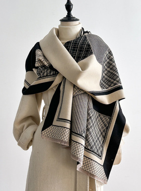 秋冬轻奢感披肩女外搭仿羊绒空调2025新款围巾加厚保暖女披肩围脖