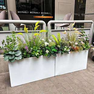 wo+仿真狗尾草芦苇花箱绿植花草混搭商业街造景装饰户外隔断摆放