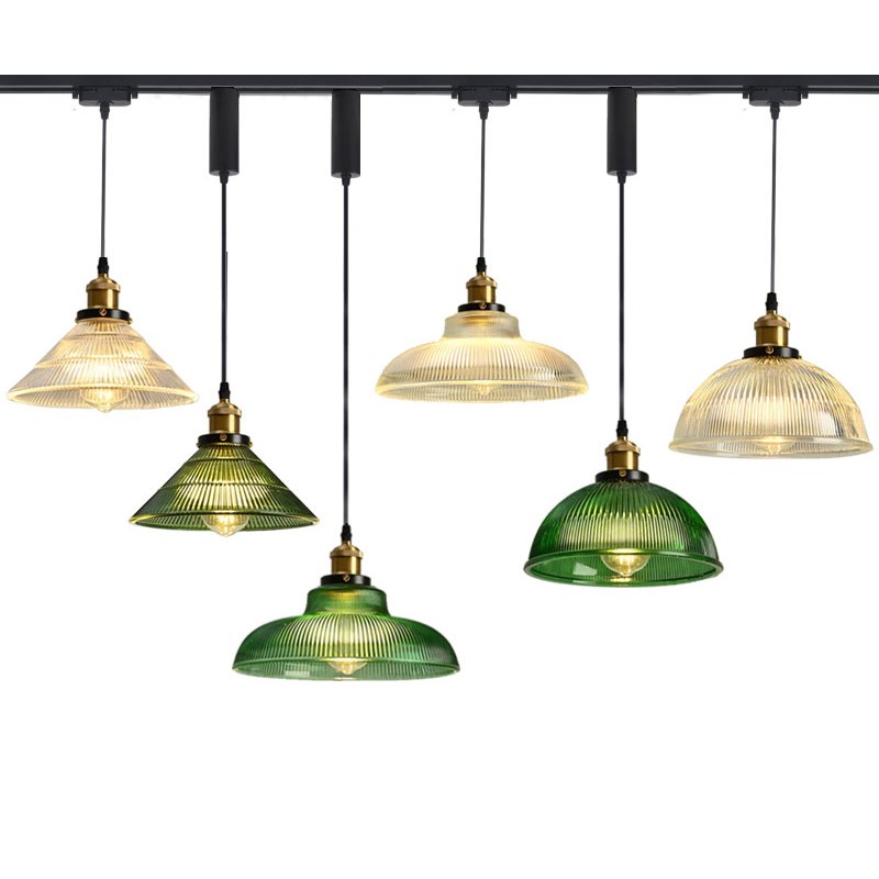 简约复古美式怀旧工业风轨道吊灯店铺酒吧咖啡厅餐厅创意玻璃吊灯