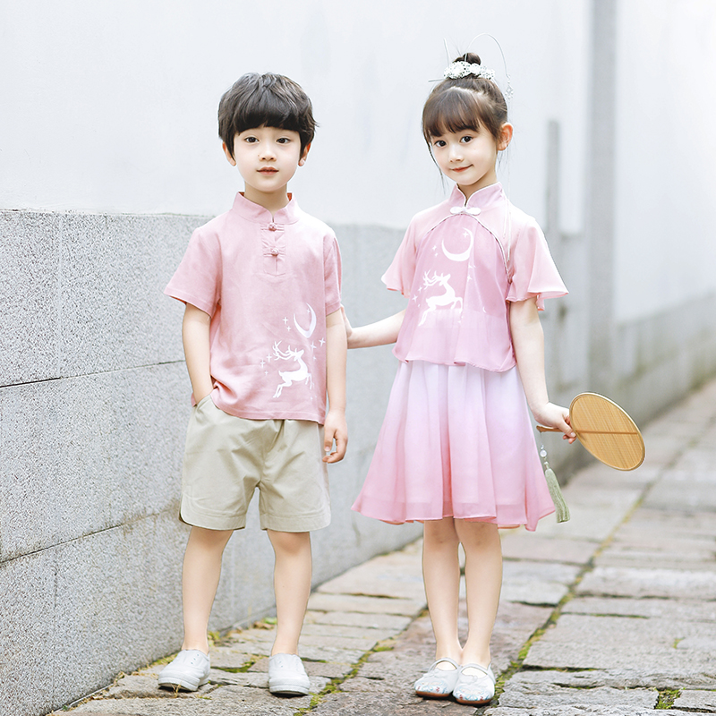 幼儿园园服汉服男童夏装班服校服套装儿童演出Q表服中国风连衣裙