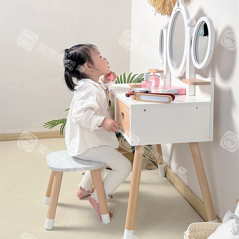 木质欧式梳妆台女孩过家家u儿童化妆台女孩玩具宝宝益智模仿亲子
