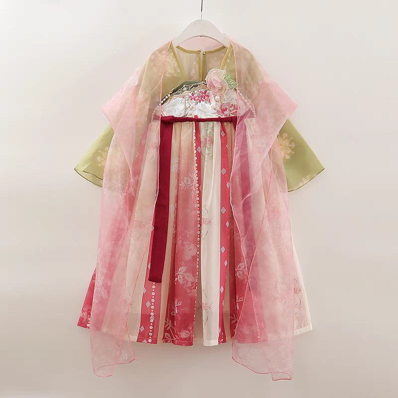 女童汉服夏款防晒长袖儿童古装中国风超仙唐装古风公主女孩连衣裙