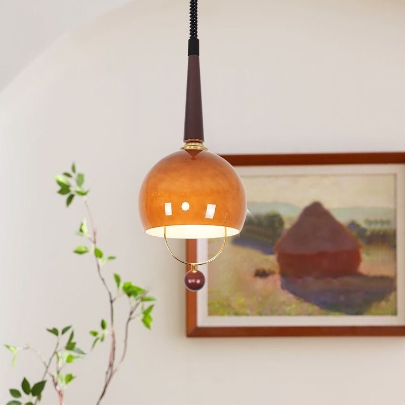 法式中古创意餐厅吧台拉伸吊灯复古极简岛台卧室床头柿子伸缩灯具