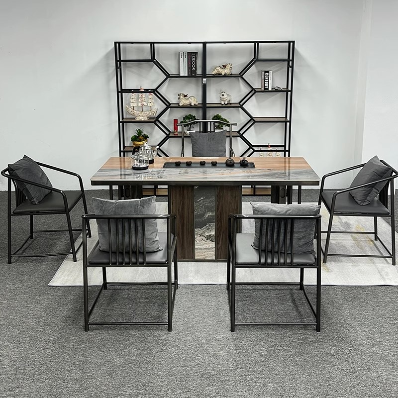 办公室会客接待洽谈岩板茶桌椅组合现代简约轻奢高级感功夫泡茶台