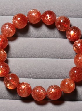 天然爆闪金太阳日光石单圈手链饰品金草莓手串水晶一物一图礼物女