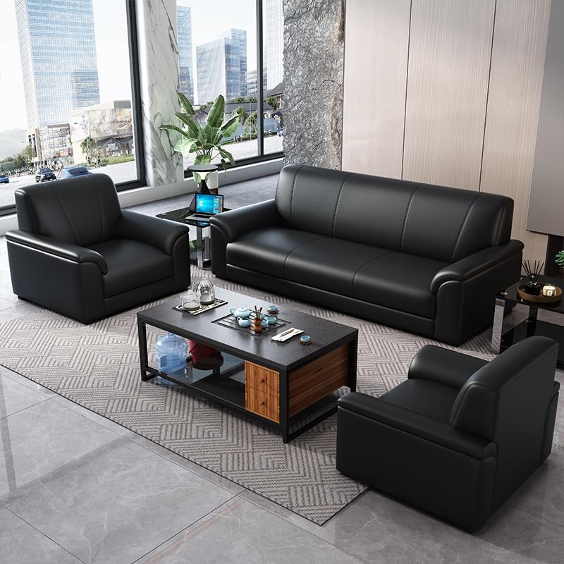 办公室沙发简约现代商务茶几w组合套装洽谈会客接待办公沙发三人