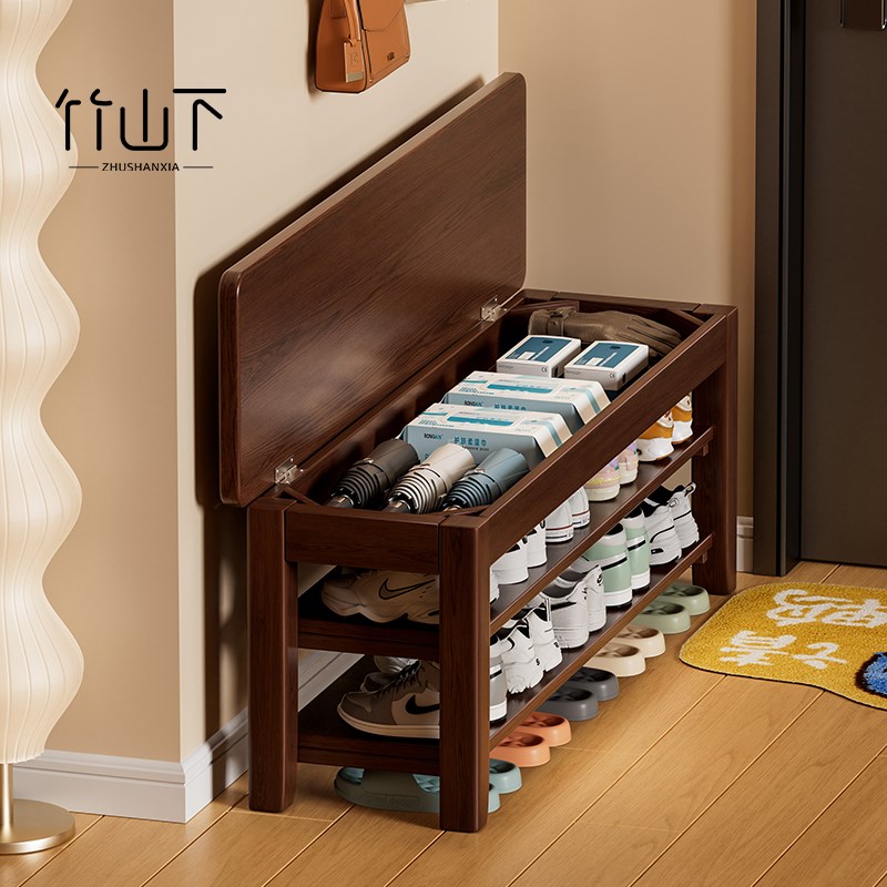 实木换鞋凳门口家用穿鞋凳进门凳可坐可收纳入户玄关鞋柜坐凳一体