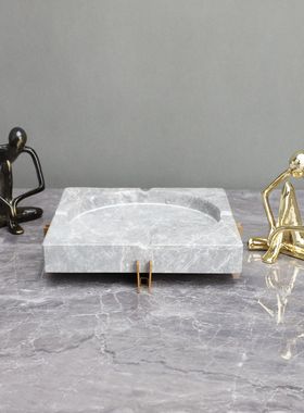 新中式大理石金属烟灰缸样板房蚂蚁人卧室书房餐厅桌面饰品摆件