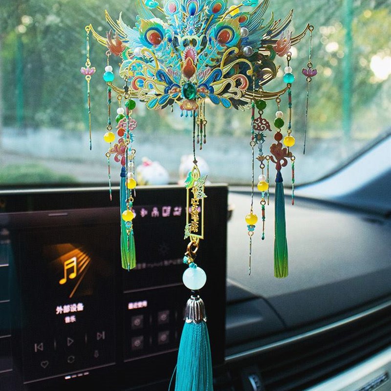 凤冠霞帔汽车挂件车内车载diy材料手工2023新款网红高级感小摆件