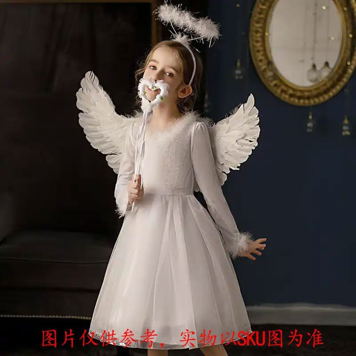 会动的电动天使翅膀儿童发光羽毛背饰花束包装拍照道具图片