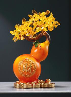 葫芦摆件发财树高档大气鹿玄关客厅酒柜电视柜装饰品乔迁新居礼品