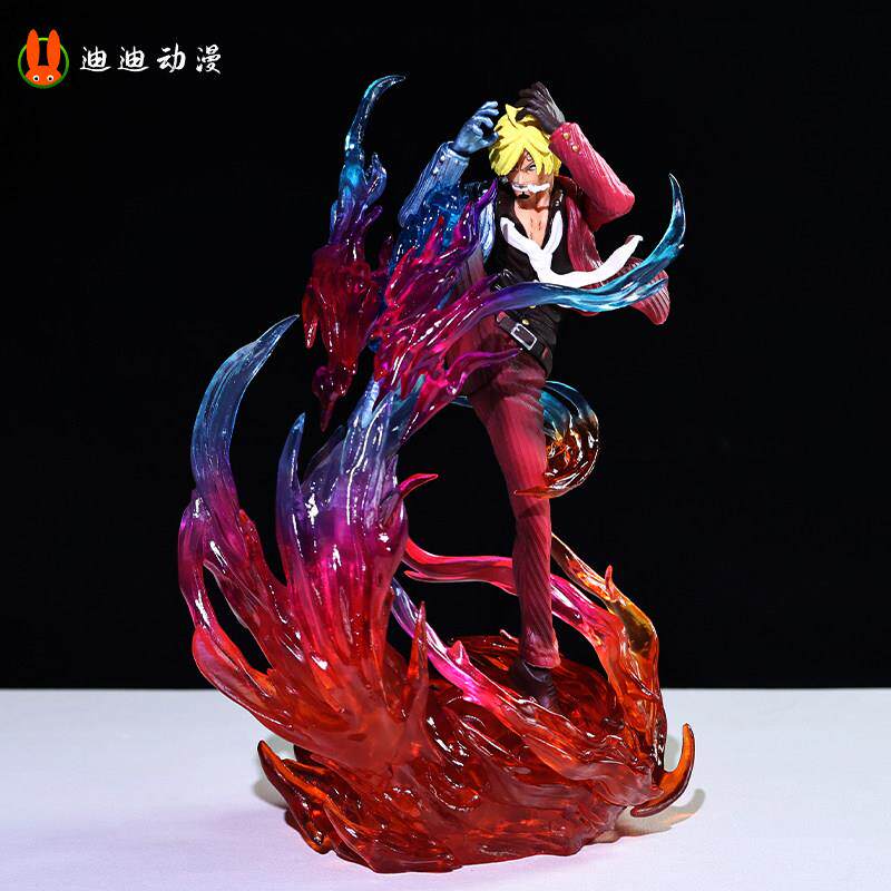 海贼王恶魔风脚踢山治模型手办摆件雕像灯光造型送人生日男生礼物