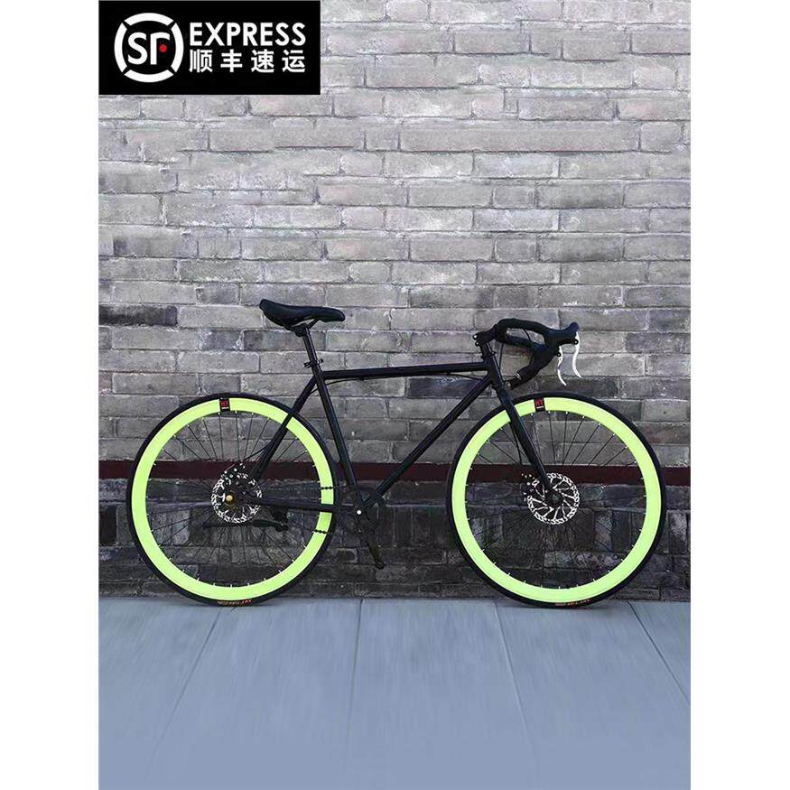 死飞自行车男公路赛车碟刹成人学生女跑车24寸26寸活飞实心胎单车