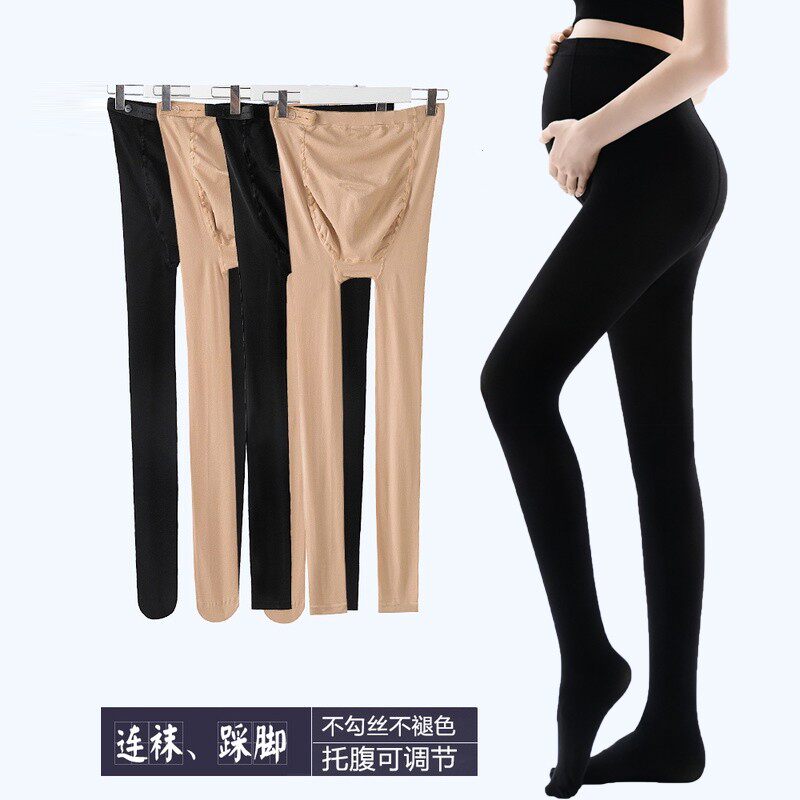 孕妇打底袜春秋薄款丝袜托腹踩脚连裤袜子秋冬加绒加厚外穿裤袜