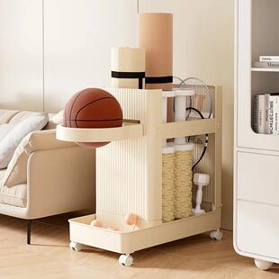 瑜珈垫收纳筐家用客厅卧室小推车健身器材收纳层架多功能夹缝置物