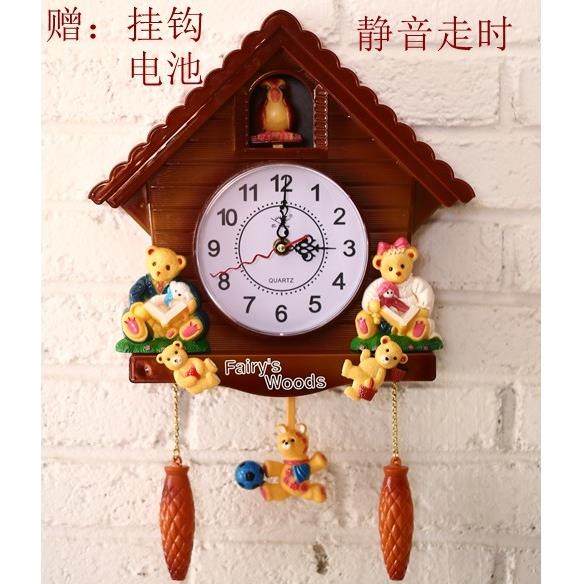 经典木屋钟欧美国家儿童房客厅仿木布谷鸟摇摆挂钟音乐报时L2,家居饰品,挂钟,淘宝优惠券,粉丝福利购,淘宝优惠卷