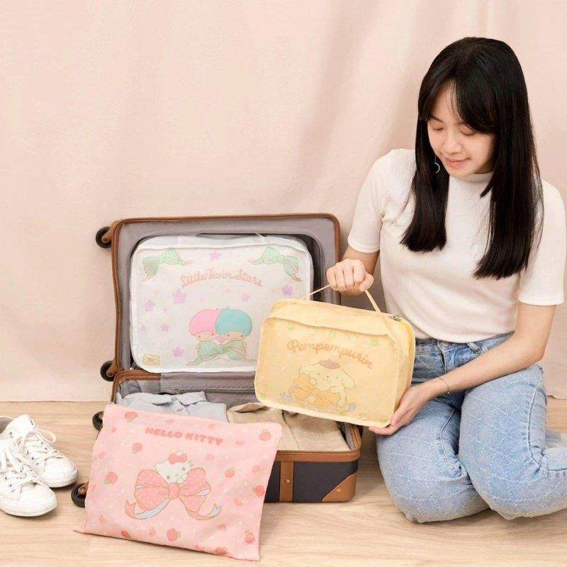 日系可爱美乐蒂卡通系列旅行收纳整理袋杂物分类包衣物整理三件套,收纳整理,其他收纳袋,淘宝优惠券,粉丝福利购,淘宝优惠卷