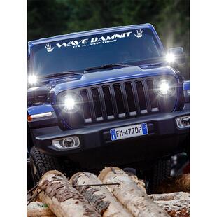 车永嘉吉普牧马人汽车前挡风玻璃贴纸越野车反光膜花环装饰