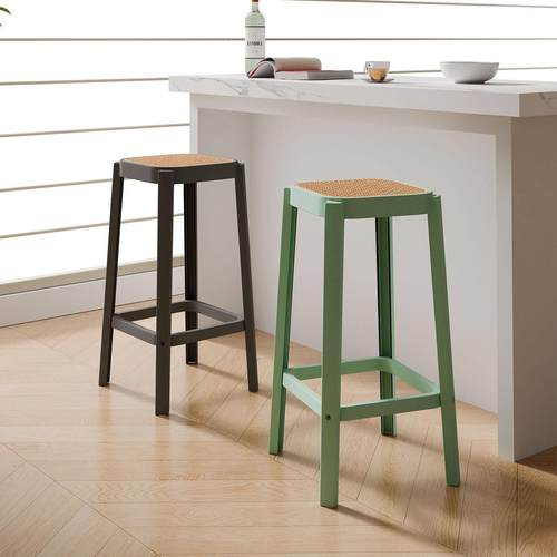 北欧简约吧椅前台椅网红塑料椅子轻奢酒吧高脚凳家用可叠放吧台凳