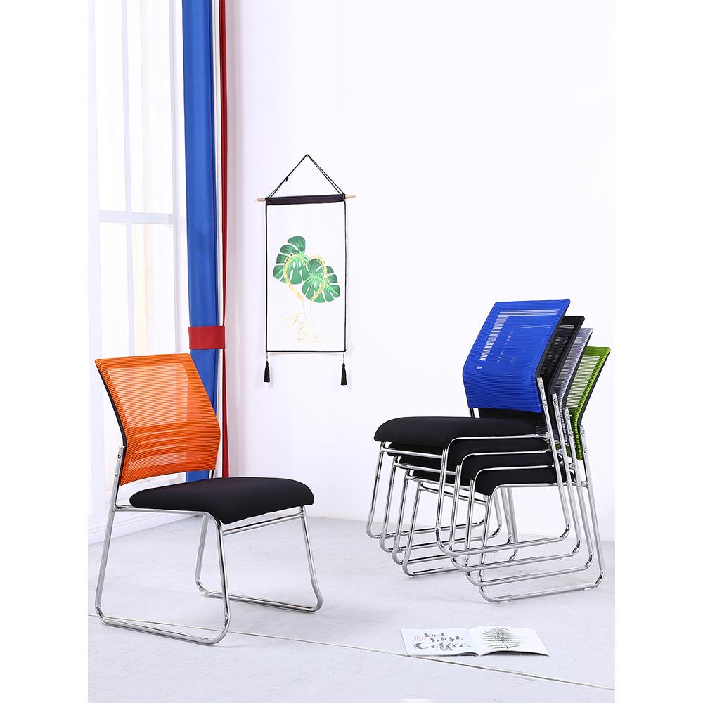 办公椅可堆叠会议椅耐磨透气网训练椅员工电脑椅无扶手靠背椅