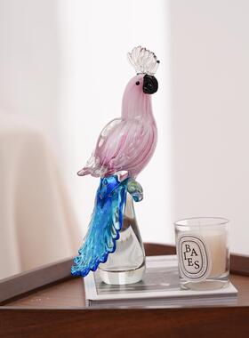 琉璃鹦鹉艺术摆件轻奢儿童房摆设玄关客厅书房酒店装饰品电视柜
