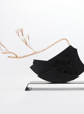 新中式装饰摆件金属雕塑松树工艺品客厅家居饰品隔断玄关禅意摆设