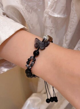 极速新中式复古气质蝴蝶串珠手链女轻奢精S致民族风手串配饰