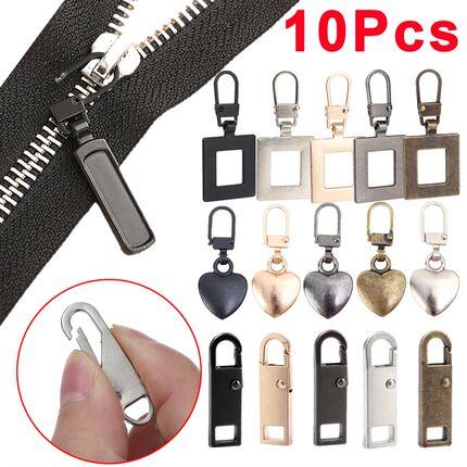 极速10/1Pc Metal Zipper Puller DeDtachable Replacement Zippe