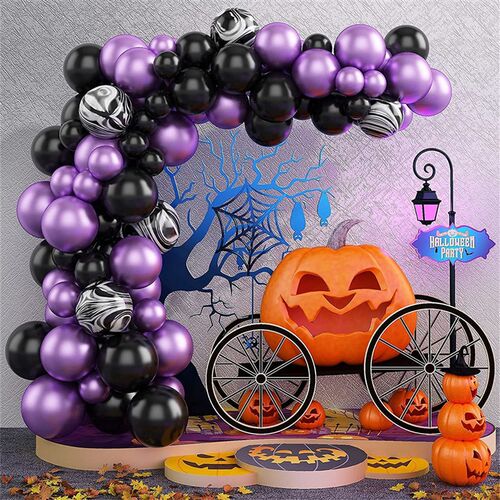 新品40/20pcs Purple Black HalloweenG Balloons Birthday Party