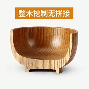 极速Japanese wooden bowl household retro soNlid wood rice bo