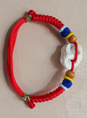 极速婴儿宝宝猪精骨手链新生儿童孕妇平安金刚结红W绳防惊吓猪惊