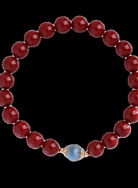 极速五台高品质朱砂手串女天然月光石猫眼石转运珠手链Y礼物送女
