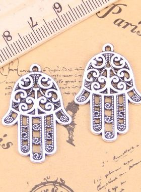 极速32pcs Cgharms hamsa palm hand protection 24x35mm Antique