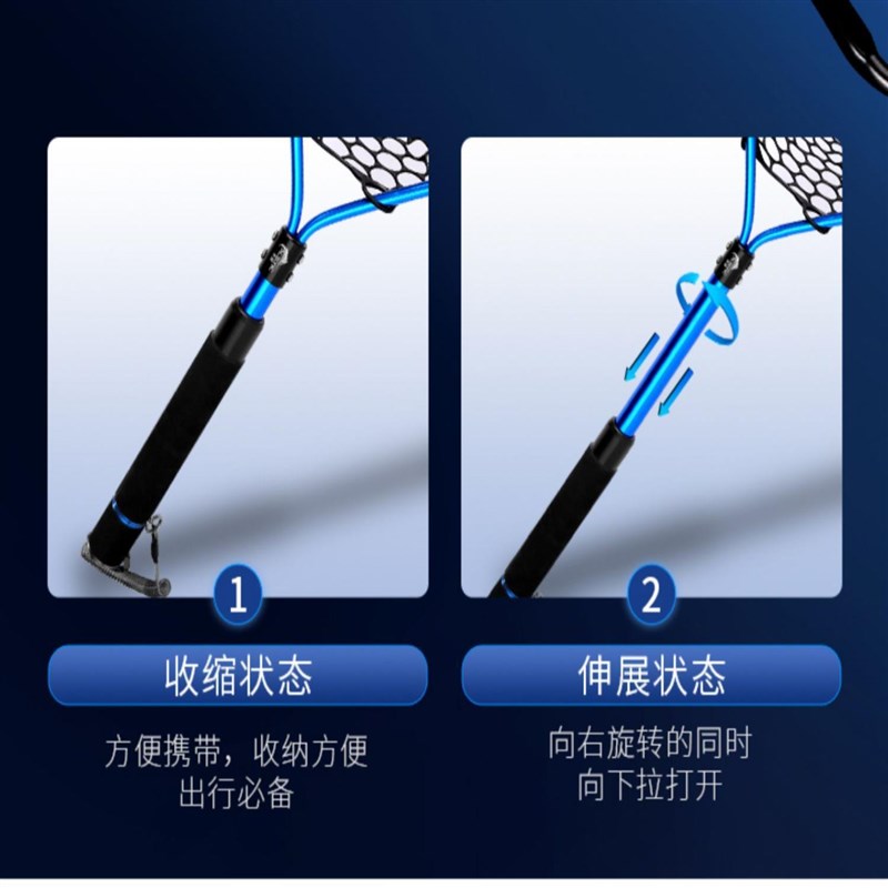 极速黑鳍捞c网折叠路亚矽胶网兜捞鱼海钓可携式手捞网大物防挂不