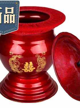 极速新款老式红色搪瓷rr高脚痰盂 结婚庆用品 婚礼新娘陪嫁妆痰盂