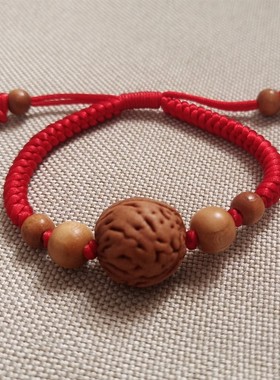 极速桃核手串桃胡桃木婴r儿童宝宝防桃子核惊朱砂吓男女本命年红