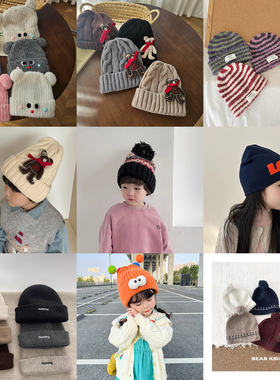 （清仓特价）儿童毛线帽男童女孩可爱针织套头帽女童帽子冬季保暖