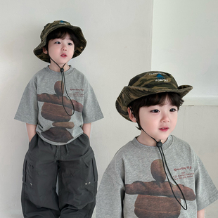 春季 儿童帽子男童渔夫帽户外露营出游遮阳防晒帽迷彩女孩登山帽