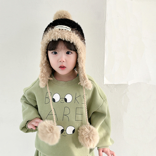 秋冬季 儿童帽子女童护耳帽洋气时髦保暖针织帽男童女孩宝宝雷锋帽