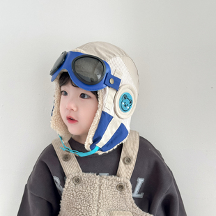 儿童帽子男童潮酷飞行员帽秋冬季东北防寒保暖防风女童护耳雷锋帽