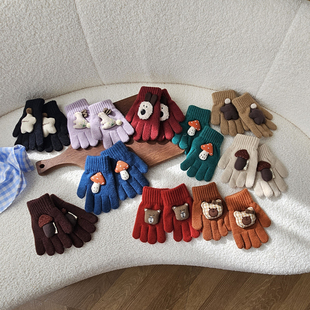 儿童手套冬季男童女宝宝针织手套ins韩国可爱五指分指2345岁手套
