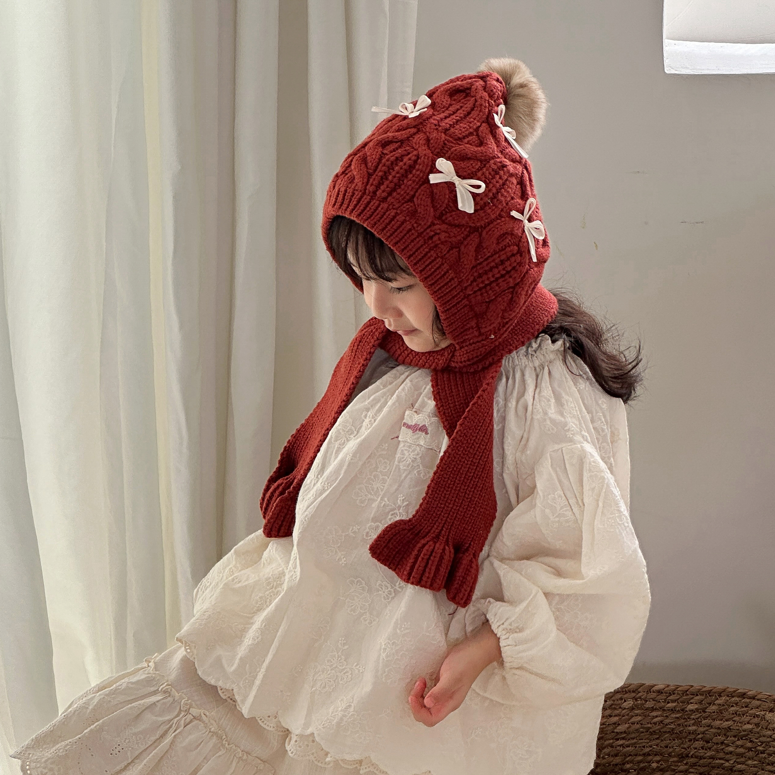 秋冬宝宝围巾一体女童可爱