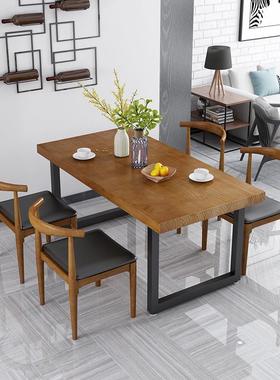 美式餐厅桌椅 饭店烧烤店烤鱼火锅店实木长方形餐桌餐厅食堂桌椅