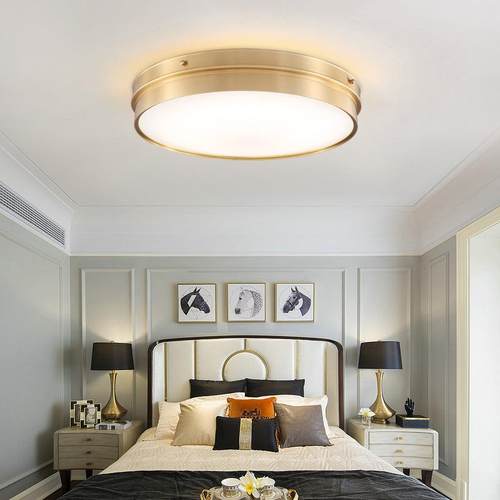 全铜灯后现代轻奢全铜吸顶灯简约客厅餐厅灯卧室书房纯铜灯