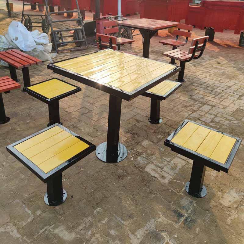 塑木桌椅组合户外带象棋棋盘桌椅小区围棋公园一桌四椅防腐木下棋