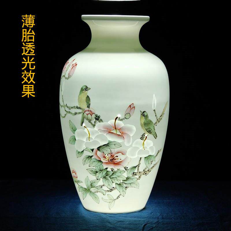 创意陶瓷花瓶名人手绘半刀泥薄胎玲珑透光家装居饰品客厅酒柜摆件