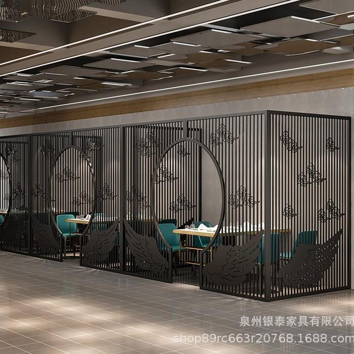 餐饮包间隔断围栏屏风茶楼酒店休闲拱门玄关卡座 新中式铁艺栅栏