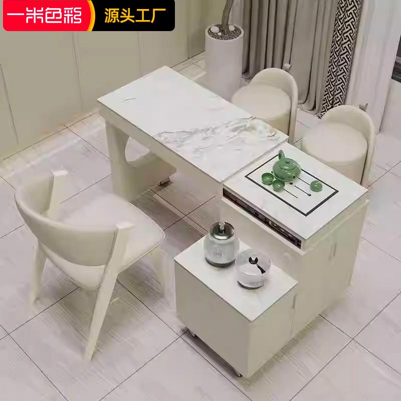 阳台茶桌旋转移动伸缩茶台一体现代简约多功能茶几岩板功夫泡茶