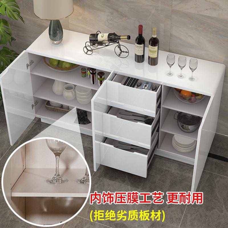 餐边柜现代简约茶水柜多功能烤漆储物柜白色碗柜厨房酒柜客厅组装