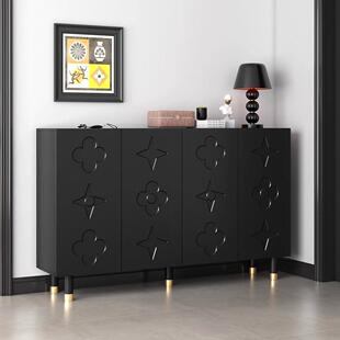 黑色鞋柜复古风家用门口超薄鞋柜玄关柜高级感现代高端储物收纳柜